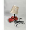 YCHTEWY-Unique Rustic Red Vintage Truck USB Table Lamp with Burlap
