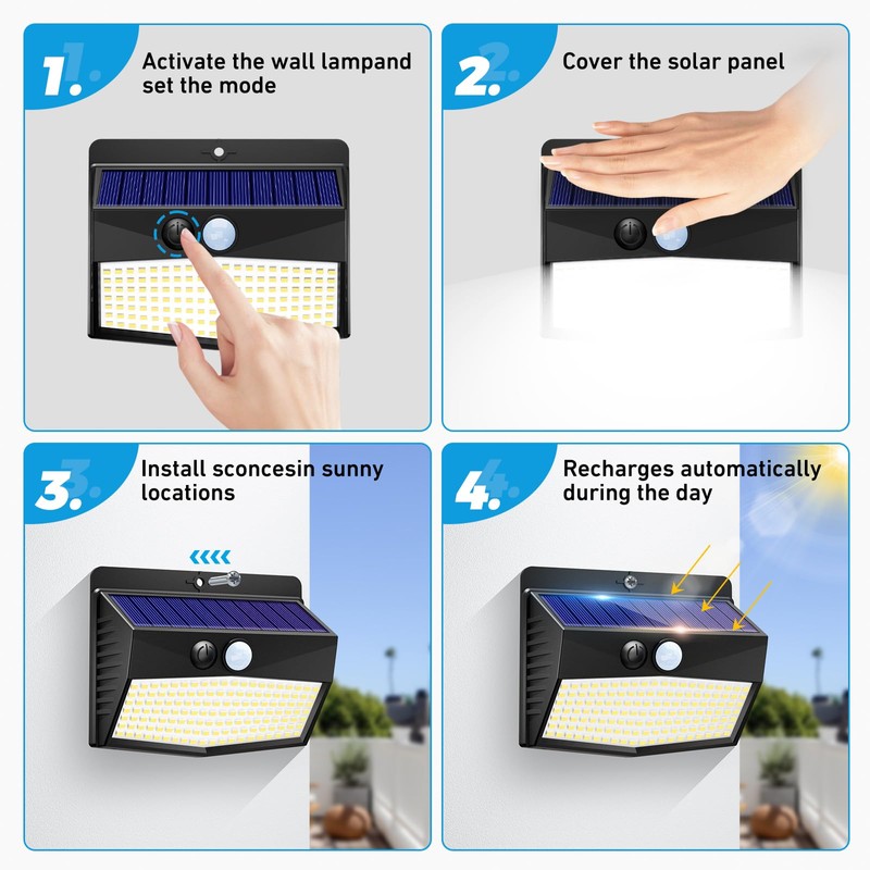 Solar Outdoor Lights, 12 Packs Solar Motion Sensor Security Lights
