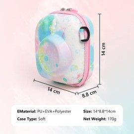 MUZIRI KINOKOO Bunte harte EVA-Hülle für Fuji Instax Mini 12/Mini 40/Mini 11/Mini 99/Mini 90/Mini 8/Mini 7+ Kamera, Sofortbildkamera-Aufbewahrungstasche mit Schultergurt, Watercolor, Kameratasche
