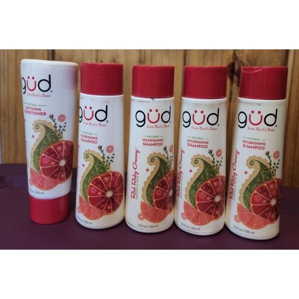 4-Gud Red Ruby Groovy Nourishing Shampoo & 1 Conditioner Burt's Bees 12oz each