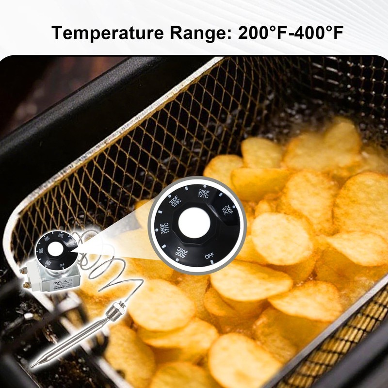 Millivolt Thermostat Control for Gas Deep Fryer with 3/8" MPT