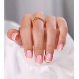 Butter Yellow French Tip Press on Nails - GJZEZ Soft Gel Short Square Cream Pastel Beige on Pink Glue on Nails, Natural Handmade Gloss Acrylic Fake Nail | 16 Sizes - 32 pcs Reusable Nails, Off Yellow