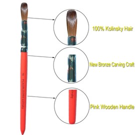 PCAORLEORS Kolinsky Acrylic Brush for Nails, Professional Acrylic Nail Brush for Gel Nails, Nail Art Tools for Nail Extension and Acrylic Power (#12)