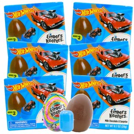 Hot Wheels Finders Keepers, Milk Chocolate Eggs with Mini Collectible Car Inside, Easter Basket Stuffers for Boys, 0.7 Ounces (Pack of 6)