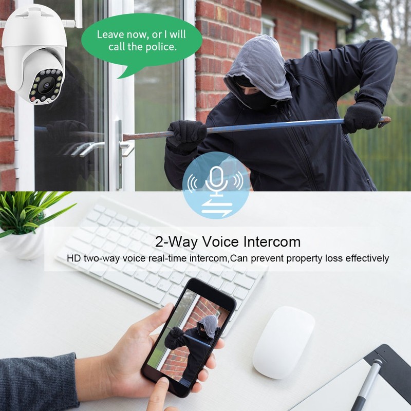 2.5in 1080P 13LED WiFi PTZ Dome Security Camera Outdoor IP65