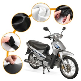 Berdso Motorcycle Leather Seat Cover Universal Seat Cover Waterproof Motorcycle Scooter (Black, XL)