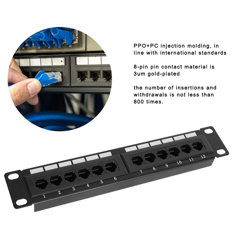 UTP 12Port Cable Rack CAT6 RJ45 Ethernet Network Data Patch