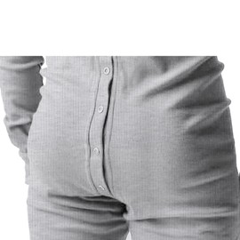 Muscle Alive Mens Long Sleeve Onesie Henley Jumpsuit Stretchy Cotton Ramper Grey L