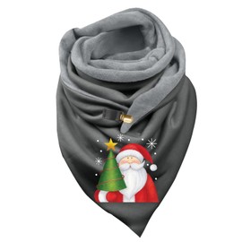 TYTUOO Women'S Retro Bohemian Scarf Headscarf Triangle Scarf Winter Warm Christmas Printed Scarf Stretchy Scarves (Grey, One Size)