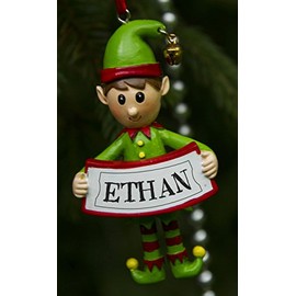 Boxer Gifts Ethan Elf Christmas Tree Decoration | Xmas Bauble Ornament Gift | One for The Whole Family, Ceramic, Multi-Colour, 8 x 4.5 x 2 cm