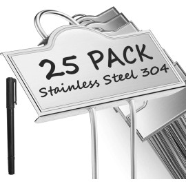 ELEMAKE 25Pack Metal Plant Labels Weatherproof Stainless Steel 304 Garden Markers Kit US