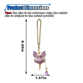 BDZMC Butterfly Fairy Car Rear View Mirror Pendant, Crystal Rhinestone Mirror Hanging Ornament, Car Decoration Accessories, Lucky Presents for Women Girls (Purple)
