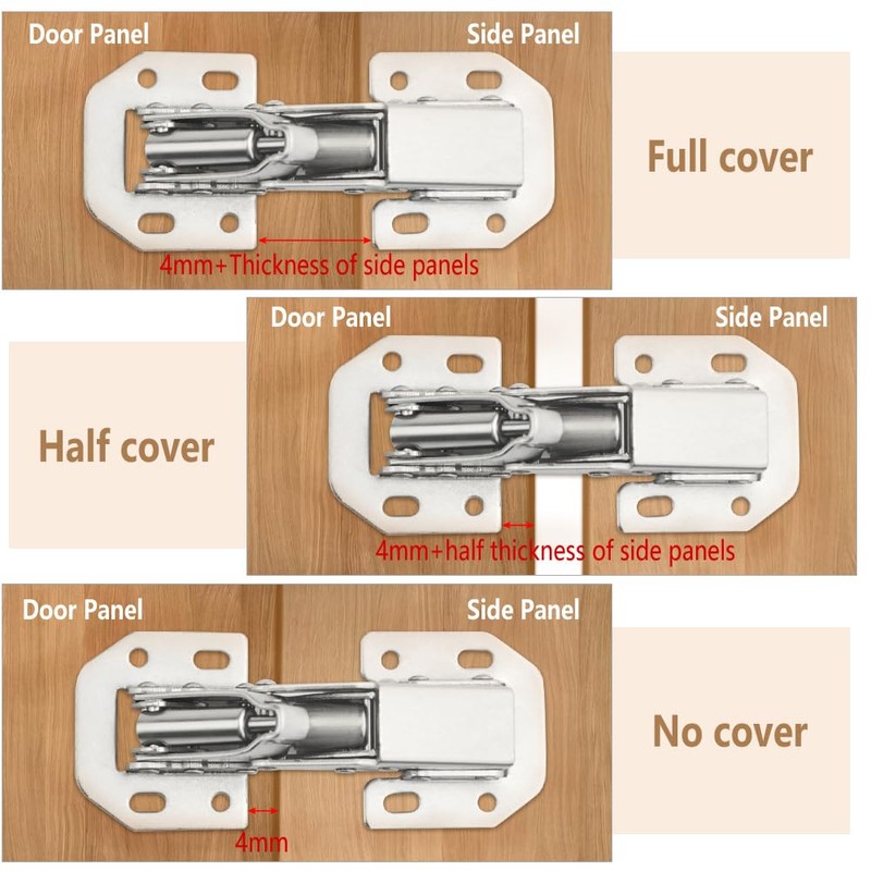 TOVOT 2PCS 4" Cabinets Hinges with Screws Easy-Installation Hinges Doors
