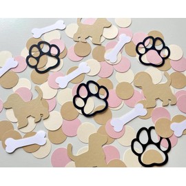 100PCS Let’s Pawty - pink puppy dog birthday confetti - dog theme girl birthday confetti - party animal confetti - paw print confetti
