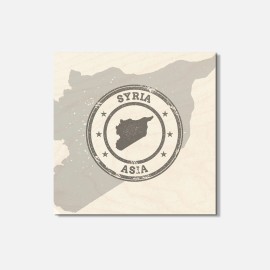Unbranded Syria Map Asia Grunge 4'' X 4'' Square Wooden Coaster