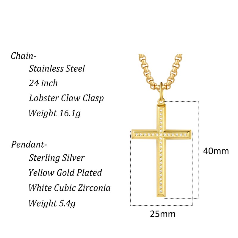FANCIME Cross Necklace for Men Women Gold Cross Necklaces Sterling
