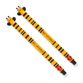 LEGAMI LEGAMI Löschbarer Gelschreiber, Biene, thermoempfindliche Tinte, 0,7 mm Spitzendurchmesser, 15 cm Länge, schwarze Tinte (2 Stifte)