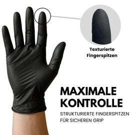 Disposable Gloves Pack of 100 | S | Nitrile Gloves Black | Powder-Free, Latex-Free Disposable Gloves | Tear-Resistant & Sensitive | EN 455 & EN 374 | Sizes XS, S, M, L, XL