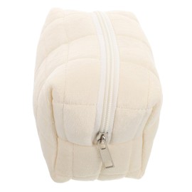 Ipetboom Beige Pillow Shaped Makeup Bag Large Capacity Stationery Organizer Zippered Cosmetic Purse for Students Women Travel Friendly Stylish Carrying Case