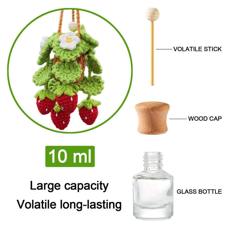 Crochet Car Air Freshener, Empty Refillable Oil Diffuser Bottle with