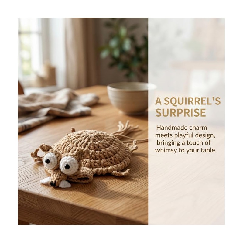 Handmade Crochet Squirrel Coaster