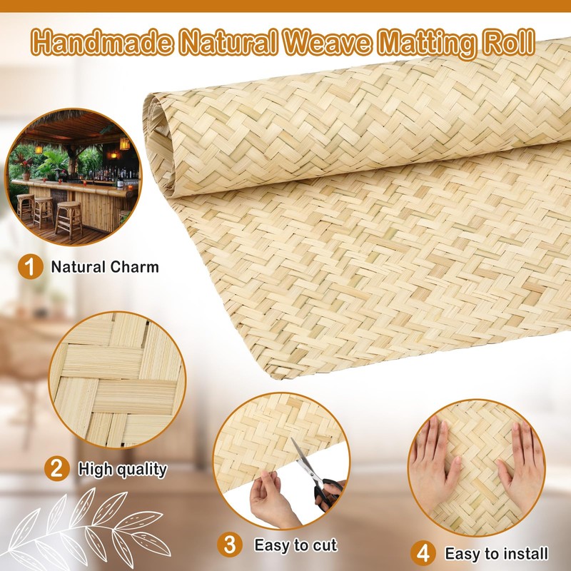 1 Pack Lauhala Matting Roll 4' x 8' ft Natural