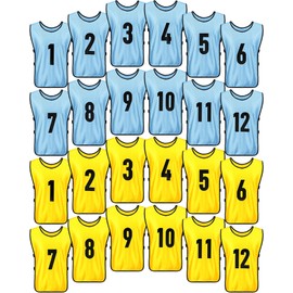 Yahenda 24 Pcs Soccer Scrimmage Practice Vests Reversible Numbered Soccer Team Pennies with Belt for Adult