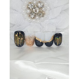 Gold Rain Handmade Nail Tips - Long Oval / 골드레인 수제네일팁 - 롱오발