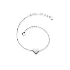 Glanzstücke München Women's Bracelet Heart Sterling Silver 17 + 3 cm – Bracelet with Heart Pendant Silver Chain 925 Silver Heart Bracelet, Silver, Without Stone
