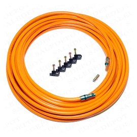 CableProof RG11 COAXIAL Cable with F Connectors on Each end - Tri-Shield Underground Coax Direct Burial Gel Coated Flooded Indoor/Outdoor Wire + Extra Barrel & 5 Screw Clips (450 FT, Orange)