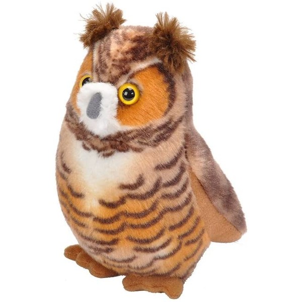 Wild Republic Audubon Birds Great Horned Owl with Authentic Bird Sound, Stuffed Animal, Bird Toys for Kids and Birders