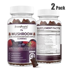 Green People Mushroom Complex w/Ashwagandha, Lions Mane,  Support Immune,Energy & Focus