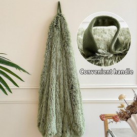 LIFEREVO Faux Fur Stuffed Animal Storage Bean Bag Chair Cover (No Filler), Washable Fluffy Large Bean Bag Cover for Adults Girls, Furry Bean Bag Cover for Plush Toys Memory Foam (Ombre Sage Green)