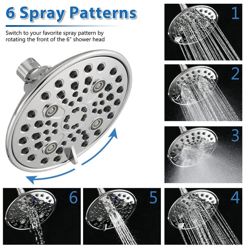 Proox Double Shower Head with Built-in Valve, High Pressure 6