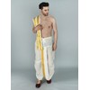 Snow-White Cotton Dhoti and Veshti Ready To Wear Set with
