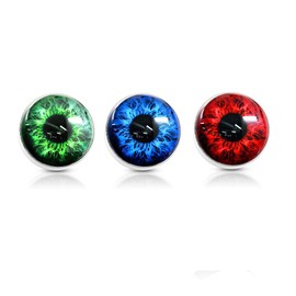 Pierced Owl Set of 3 Internally Threaded Eyeball 14GA Dermal Anchor Tops, Stainless Steel