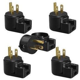 JORINDO 5 Pack 90 Degree 3 Pole DIY rewirable,Right Angle Nema 5-20P 20A 125V AC Plug,Replacement Cord Connector Outlet,12 Direction Rotatable Plug.
