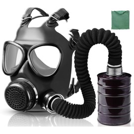 Gas Respirator Mask with 40mm Activated Carbon Filter & Supply Air Hose, Gas Masks Survival Nuclear and Chemical Military Grade, Respirator Mask for Chemicals, Dust, Paint Spray, Organic Vapor