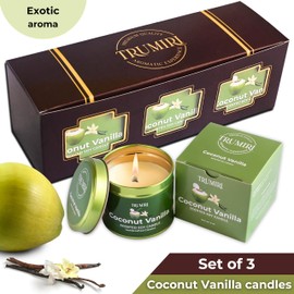 Coconut Vanilla - Aromatherapy Candles for Home Scented - Pack of 3-5oz Natural Soy Wax Clean Organic Non Toxic - Long Lasting Highly Scented with Essential Oils - Gifts for Women Relaxing Spa