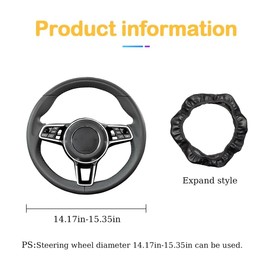 Osilly Car Steering Wheel Cover, 15 inch Carbon Fiber Microfiber PU Leather Elastic Steering Wheel Protector for Men Women, Anti-Slip Breathable Car Interior Accessories for Most Cars（Black/Coffee）