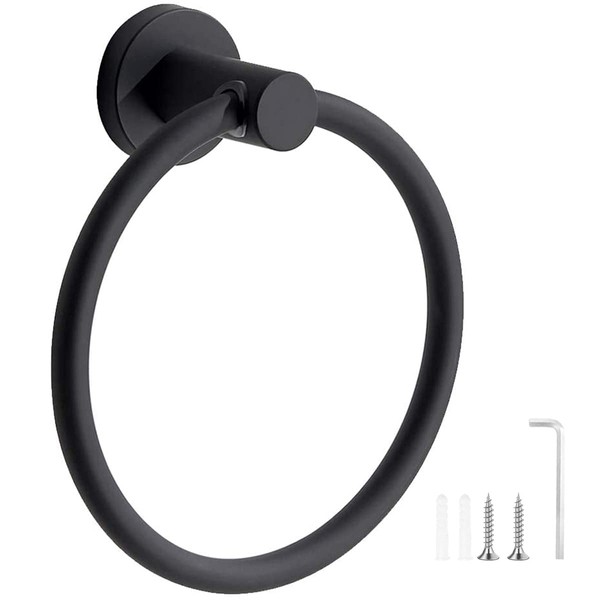Towel Holder Black, Stainless Steel Towel Rail, Bath Towel Ring
