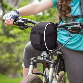 Bike Handlebar Bag Bicycle Cycling Front Frame Tube Holder Pouch Mount Waterproof Multifunctional Large Capacity Quick Release with Rain Cover Universal For Most Bikes Foldable Scooter Mountain Road