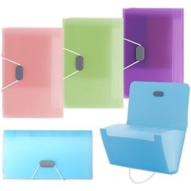 4 PCS Color Caramelo A6 Organizador de archivos de acordeón, Organizador de Archivos de Acordeón de 13 Bolsillos, Cartera de Plástico para Tarjetas, Mini Carpetas Expansivas Organizativas Portátil