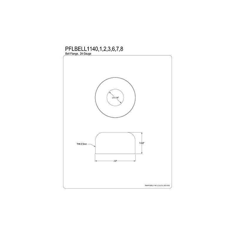 Kingston Brass PFLBELL1142 1-1/4" Bell Flange, Polished Brass