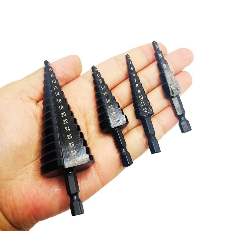 Step Drill Bit Set with 1/4 Inch Hex Shank Nitride
