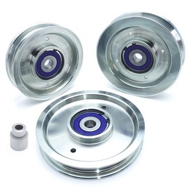 BIGBearing Billet 3 Idler Kit 126-9187 126-7685 126-9196 Plus 1-633456 Spacer Bushing, for Exmark Lazer Z E X S-Series Mowers 6.25" Tensioner Arm Pulley, 6.75" x1-5/8 & 5.75"x1.5" Stationary Idlers
