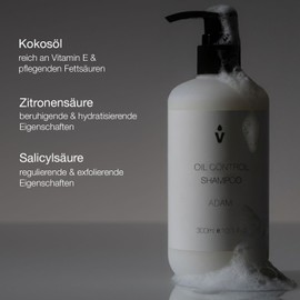 vinsk Oil Control Shampoo Adam Against Oily Hair in Premium Quality Extremely Nourishing Hair Shampoo with Coconut Oil & Salicylic Acid Mild Shampoo Oily Hair Moisturising Shampoo