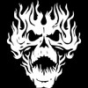 Transparent Decal Stickers of Flaming Skull Graphic Design (White) Premium