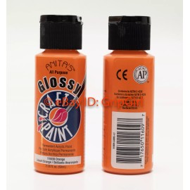 ANITA's 1x Bottle of ANITA's Water Based Acrylic Craft Paint 11609 Glossy Orange 2oz