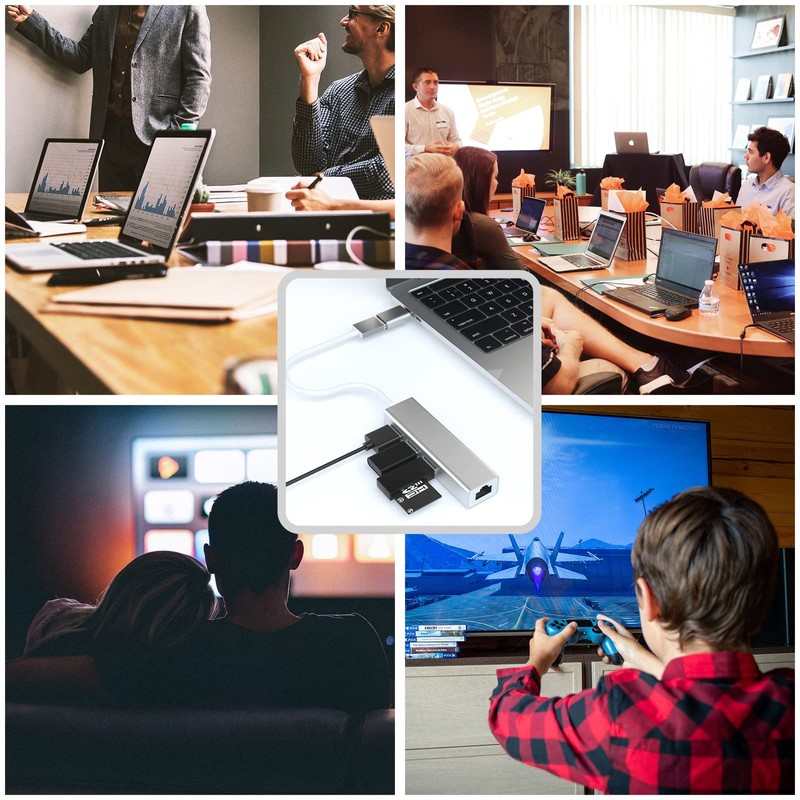 (con Adaptador USB C) 4 En 1 Adaptador USB Ethernet,